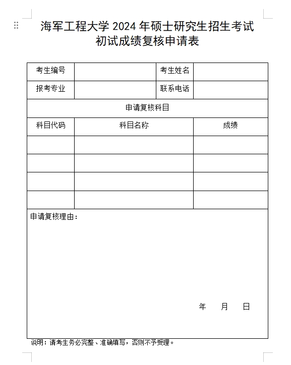 海軍工程大學(xué)2024年碩士研究生招生考試初試成績查詢及復(fù)核通知