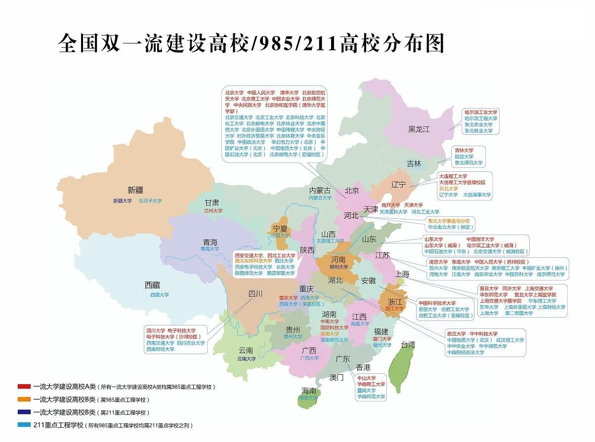 “211”、“985”工程全部大學(xué)名單，看看你的目標(biāo)在哪里？